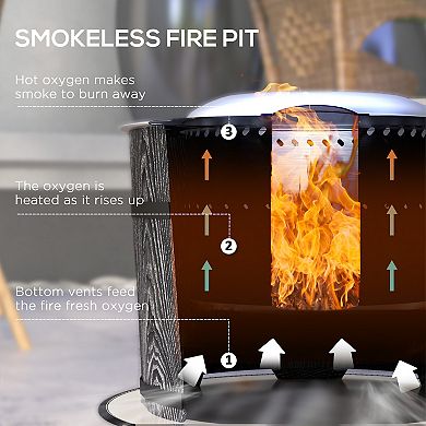 Outsunny Smokeless Fire Pit with Mat, 20inch Firepit, Magnesium Oxide