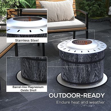 Outsunny Smokeless Fire Pit with Mat, 20inch Firepit, Magnesium Oxide