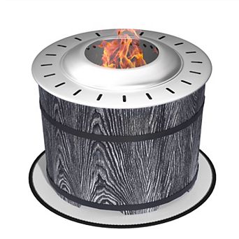 Outsunny Smokeless Fire Pit with Mat, 20inch Firepit, Magnesium Oxide