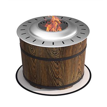 Outsunny Smokeless Fire Pit with Mat, 20inch Firepit, Magnesium Oxide