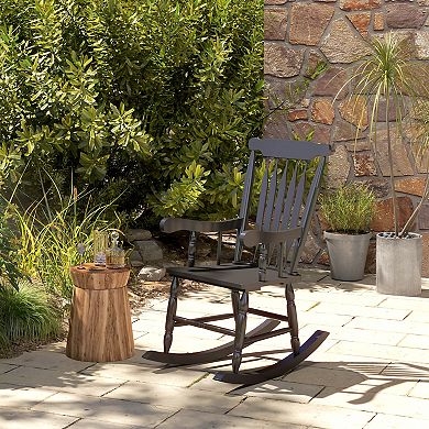 Outsunny 350 Lbs Outdoor Wood Rocking Chairs Set Of 2 With High Back
