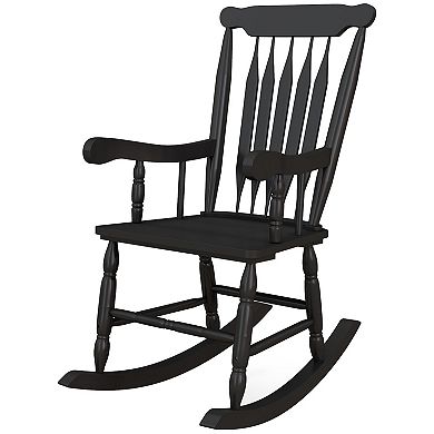 Outsunny 350 Lbs Outdoor Wood Rocking Chairs Set Of 2 With High Back