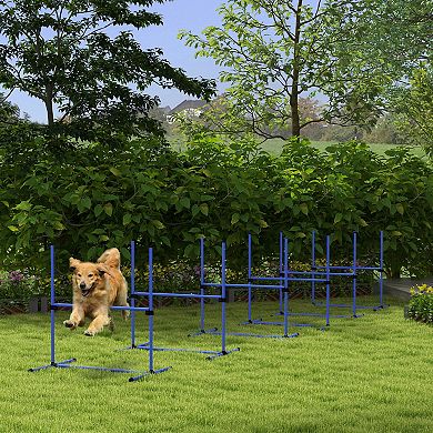 Pawhut 6 Piece Dog Agility Set With Adjustable Height Jump Bars
