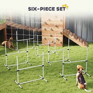 PawHut 6 Piece Dog Agility Set with Adjustable Height Jump Bars,