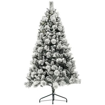 Homcom 6.5 Ft Prelit Flocked Artificial Christmas Tree W/ 350 Clear Lights