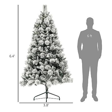 Homcom 6.5 Ft Prelit Flocked Artificial Christmas Tree W/ 350 Clear Lights
