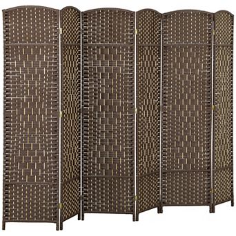 HOMCOM 6 Panel Room Divider Hand-Woven Freestanding Partition