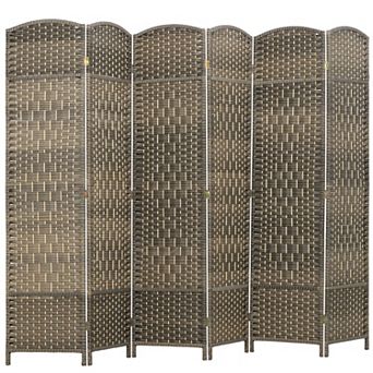 HOMCOM 6 Panel Room Divider Hand-Woven Freestanding Partition