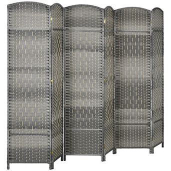 HOMCOM 4 Panel Room Divider Hand-Woven Freestanding Partition