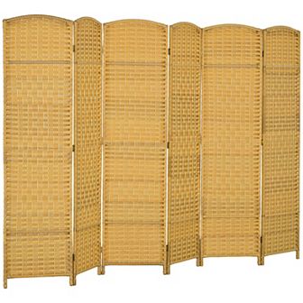 HOMCOM 4 Panel Room Divider Hand-Woven Freestanding Partition
