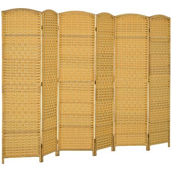HOMCOM 4 Panel Room Divider Hand-Woven Freestanding Partition