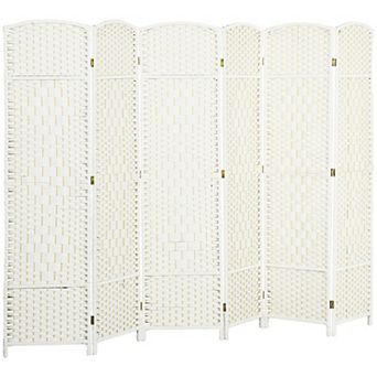 HOMCOM 6 Panel Room Divider Hand-Woven Freestanding Partition