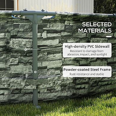 Outsunny 14ft Above Ground Pool with Filter Pump, Steel Frame Pool, Wicker