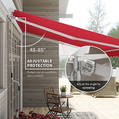 Outsunny 12' x 10' Outdoor Patio Manual Retractable Exterior Window Awning Red