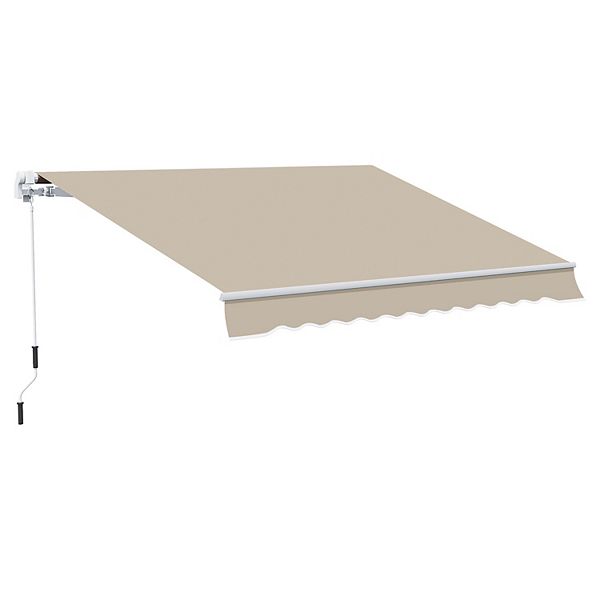 12' X 10' Outdoor Manual Retractable Awning Window Sunshade Shelter - Cream White