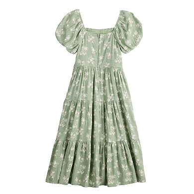 Girls 7-16 Trixxi Printed Ribbon Trim Midi Dress