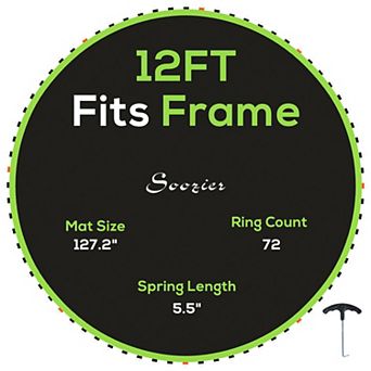 Soozier Trampoline Mat with 72 V-Hooks, Fits 12ft Trampoline