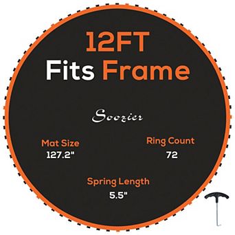 Soozier Trampoline Mat with 72 V-Hooks, Fits 12ft Trampoline