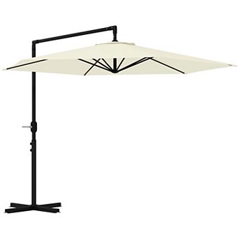 9.5ft Cantilever Patio Umbrella W/ Crank Cross Base Hanging Offset Umbrella