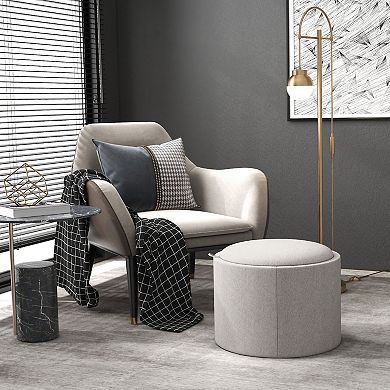 HOMCOM Round Storage Ottoman Table with Flip Top Tray
