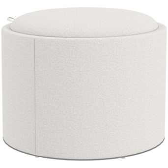 HOMCOM Round Storage Ottoman Table with Flip Top Tray