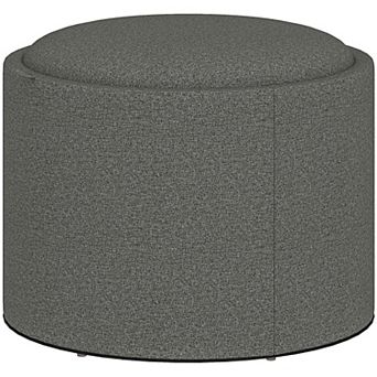 HOMCOM Round Storage Ottoman Table with Flip Top Tray