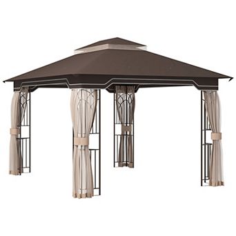 Outsunny 10ft x 12' Patio Gazebo Garden Shelter w/ Netting Sidewalls