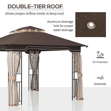 Outsunny 10ft x 12' Patio Gazebo Garden Shelter w/ Netting Sidewalls