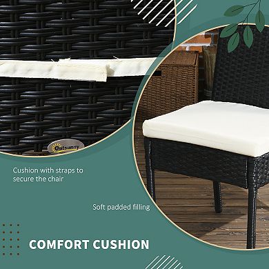 Outsunny 4 Outdoor Dining Chairs w/ Cushions, Wicker Dining Chairs