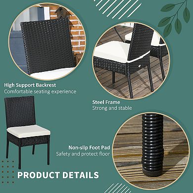 Outsunny 4 Outdoor Dining Chairs w/ Cushions, Wicker Dining Chairs