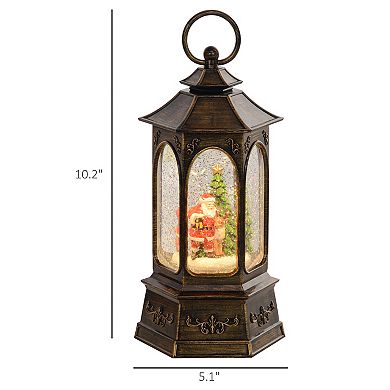 Homcom Christmas Lighted Snow Globe Lantern Glitter Snow Globe With Music