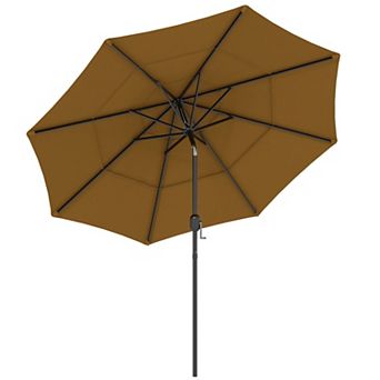 Outsunny 9FT 3 tier Patio Umbrella Umbrella w/ Push Button Tilt,