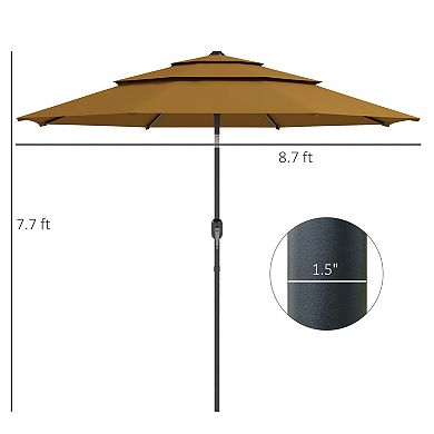Outsunny 9FT 3 Tier Patio Umbrella Umbrella w/ Push Button Tilt,