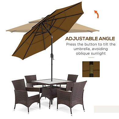 Outsunny 9FT 3 Tier Patio Umbrella Umbrella w/ Push Button Tilt,