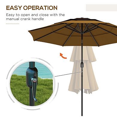 Outsunny 9FT 3 Tier Patio Umbrella Umbrella w/ Push Button Tilt,