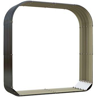 Outsunny 4.7ft x 1.4' x 4.7' Firewood Shed, Galvanized Steel w/ Rubber Edge