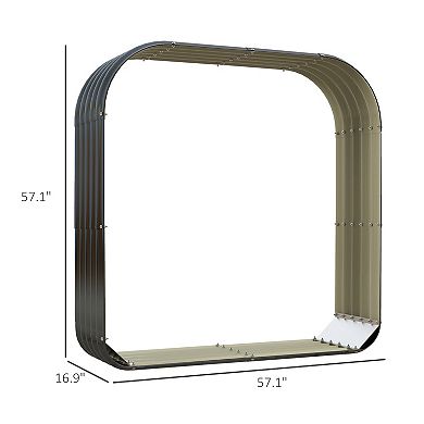 Outsunny 4.7ft x 1.4' x 4.7' Firewood Shed, Galvanized Steel w/ Rubber Edge