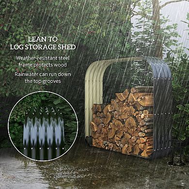 Outsunny 4.7ft x 1.4' x 4.7' Firewood Shed, Galvanized Steel w/ Rubber Edge