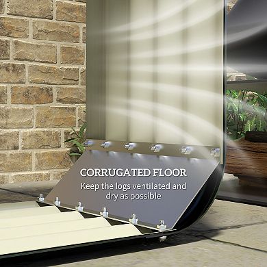 Outsunny 4.7ft x 1.4' x 4.7' Firewood Shed, Galvanized Steel w/ Rubber Edge