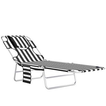 Outsunny Folding Outdoor Lounge w/ Face Hole, 5-level Recline,