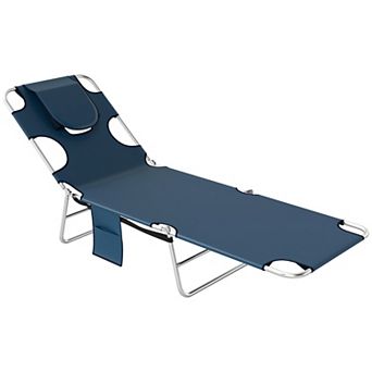 Outsunny Folding Outdoor Lounge w/ Face Hole, 5-level Recline,