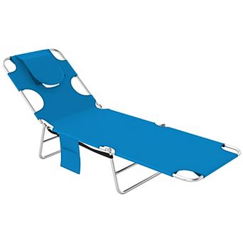 Outsunny Folding Outdoor Lounge w/ Face Hole, 5-level Recline