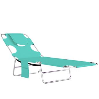 Outsunny Folding Outdoor Lounge w/ Face Hole, 5-level Recline,