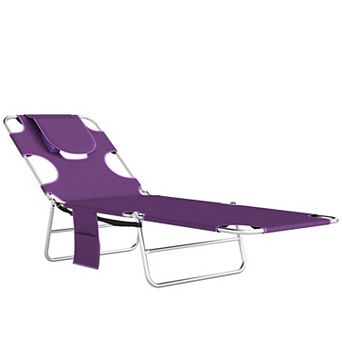 Outsunny Folding Outdoor Lounge w/ Face Hole, 5-level Recline,