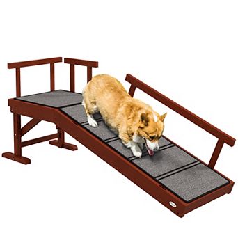 Pawhut Wooden Dog Ramp With Removable Guardrails, Non-slip, 49"