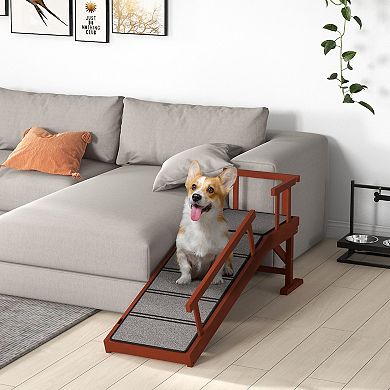 Pawhut Wooden Dog Ramp With Removable Guardrails, Non-slip, 49"