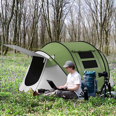 Outsunny Camping Tent With Porch And Carry Bag, 3000mm Waterproof