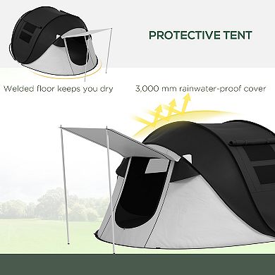 Outsunny Camping Tent With Porch And Carry Bag, 3000mm Waterproof