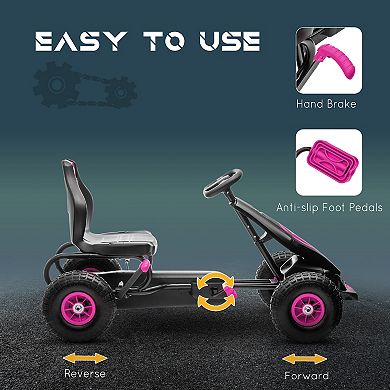 Aosom Ergonomic Pedal Go Kart Kids Ride-on Toy Pedal Car Go Cart, Green