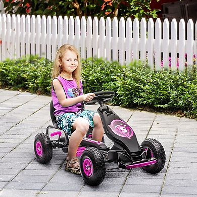 Aosom Ergonomic Pedal Go Kart Kids Ride-on Toy Pedal Car Go Cart, Green